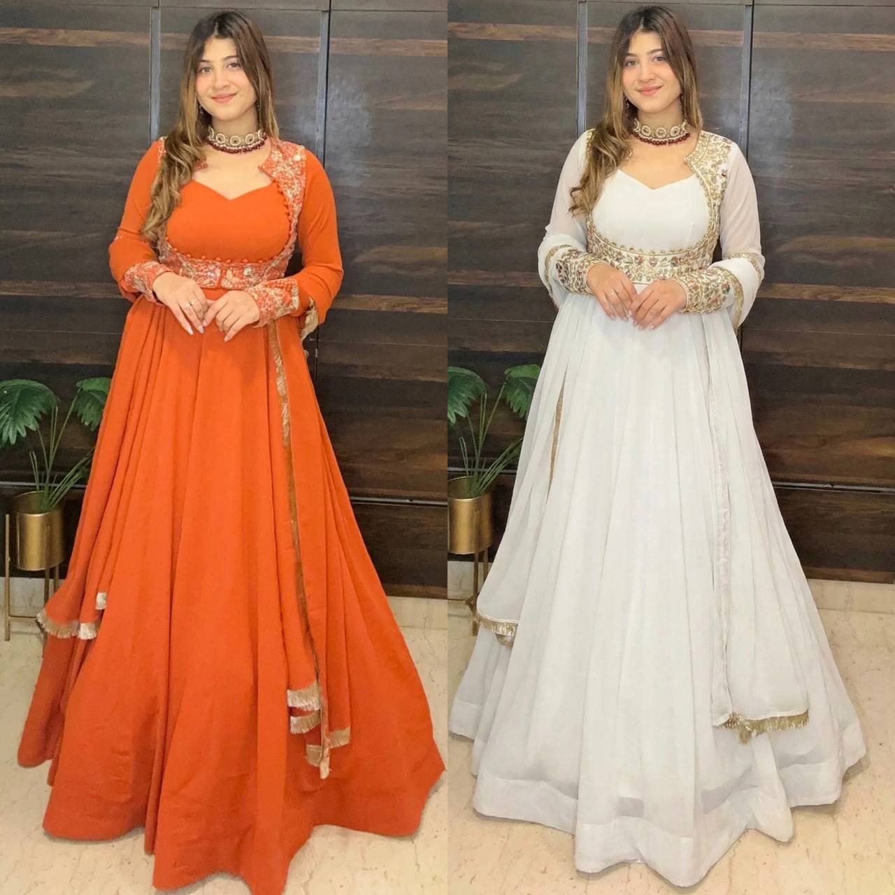 Embroidered Anarkali Gown with Dupatta – Wedding & Festive Wear