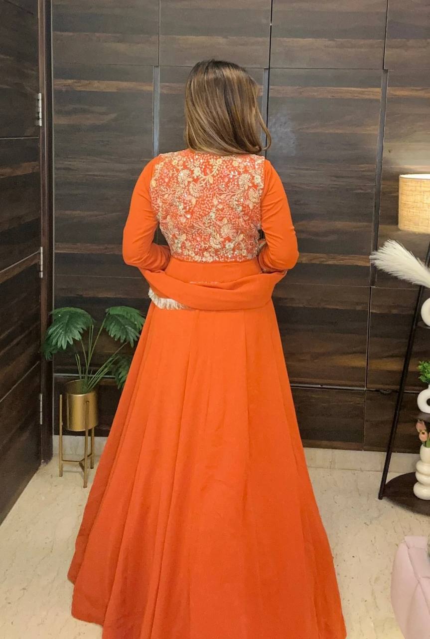 Embroidered Anarkali Gown with Dupatta – Wedding & Festive Wear