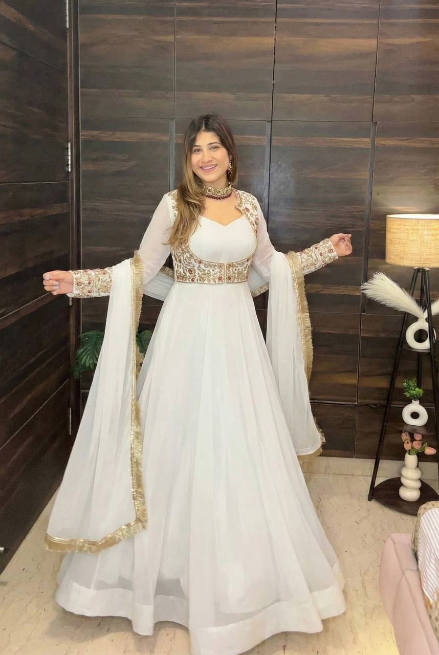 Embroidered Anarkali Gown with Dupatta – Wedding & Festive Wear