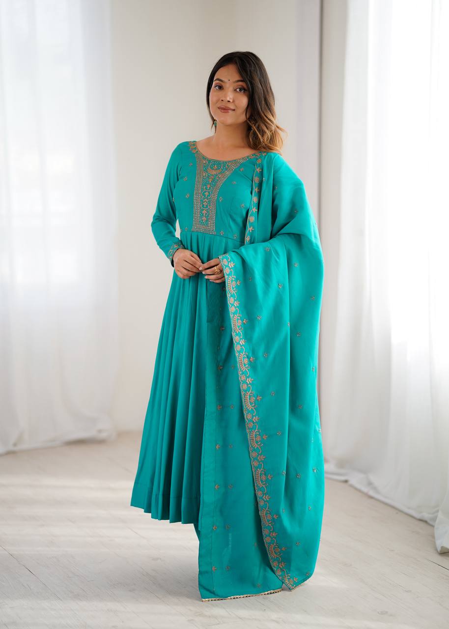 Premium Roman Shimmer Anarkali β Royal Look for Every Occasion