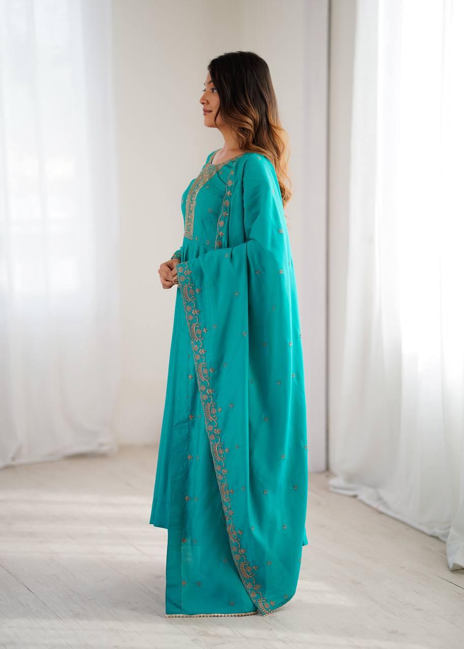 Premium Roman Shimmer Anarkali β Royal Look for Every Occasion