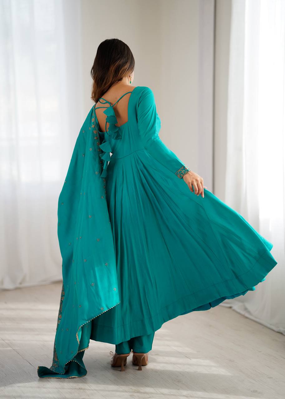 Premium Roman Shimmer Anarkali β Royal Look for Every Occasion
