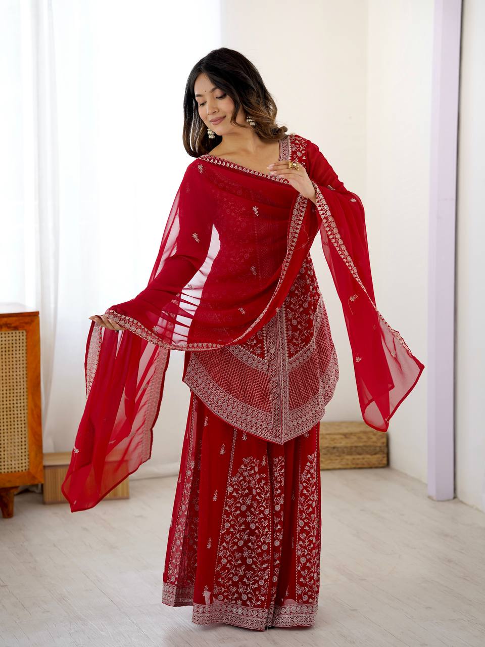 Elegant Embroidered Kurti Plazo Set