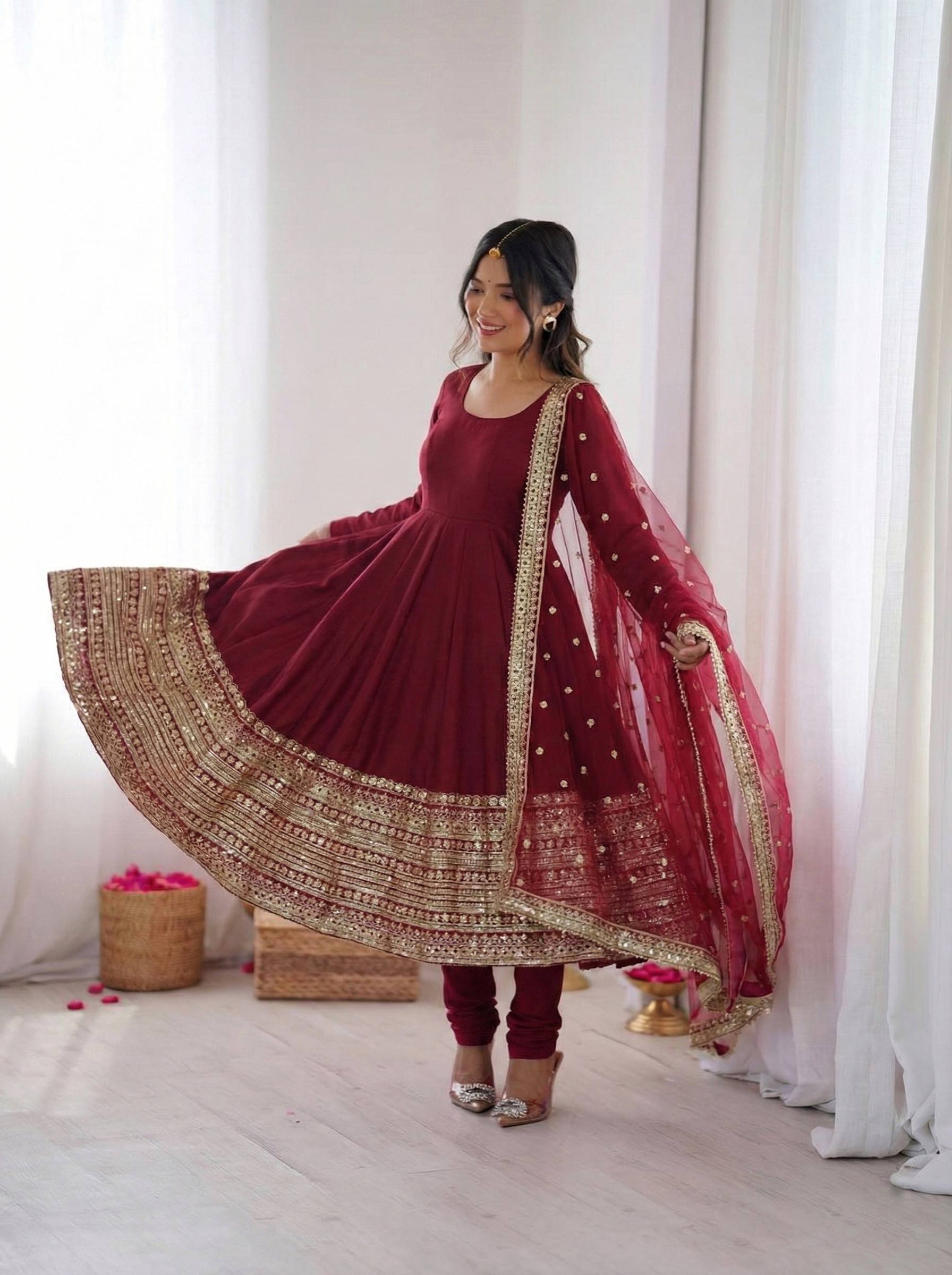 Premium Red Anarkali Suit Set