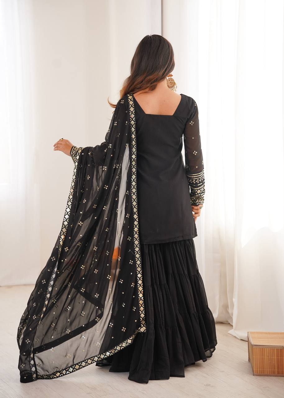 Premium Embroidered Georgette Sharara Set
