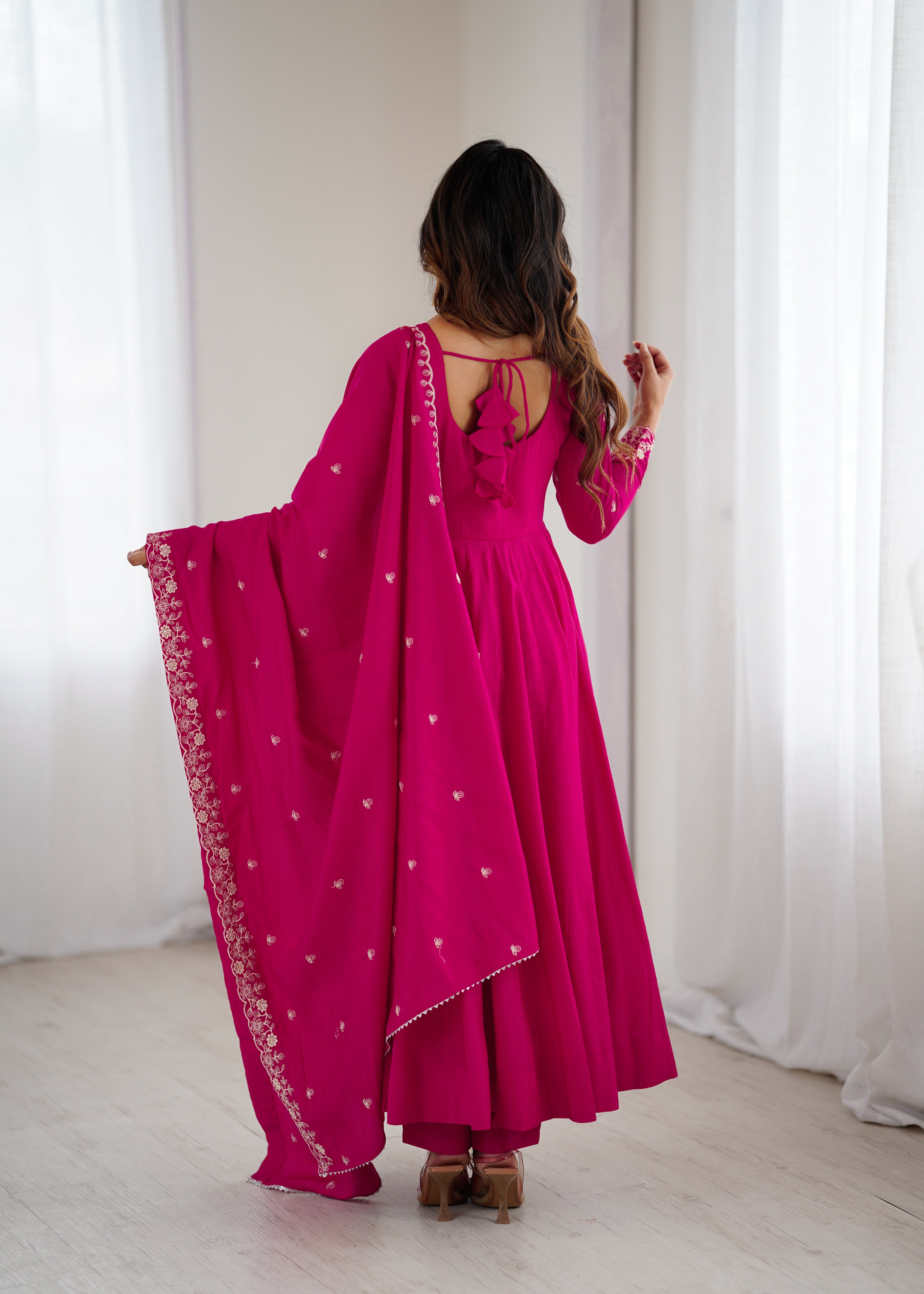 Ruhani Pink Premium Quality Anarkali Suit Set
