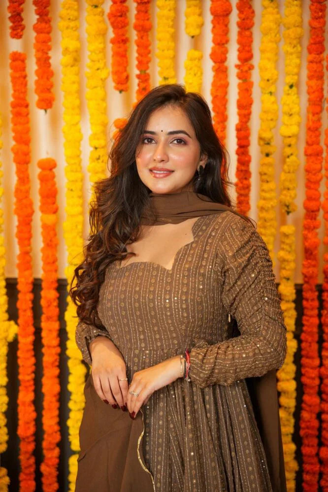 Folenne's Night Star Chocolate Anarkali Suit Set