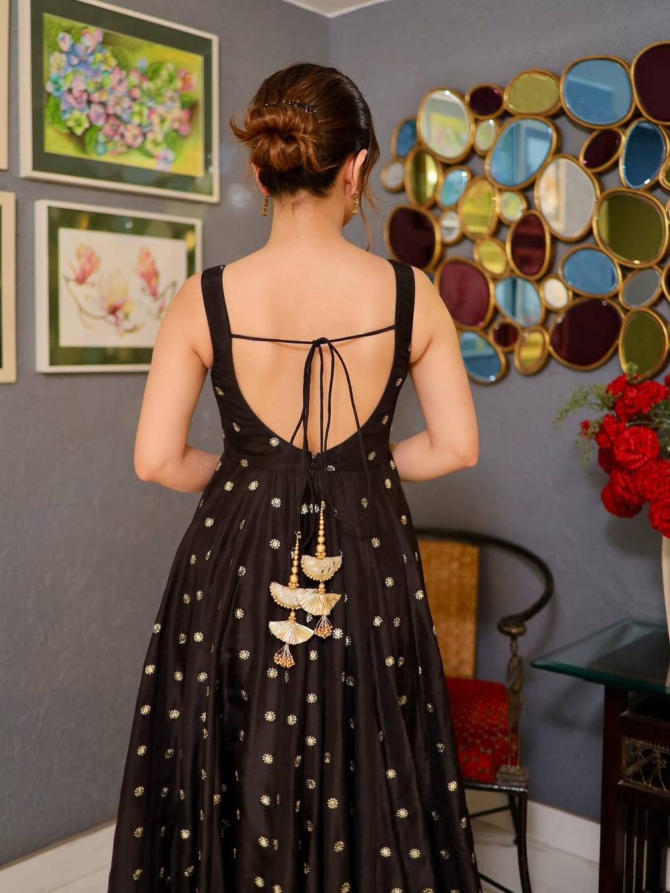 Premium Sequins Embroidered Silk Anarkali Set