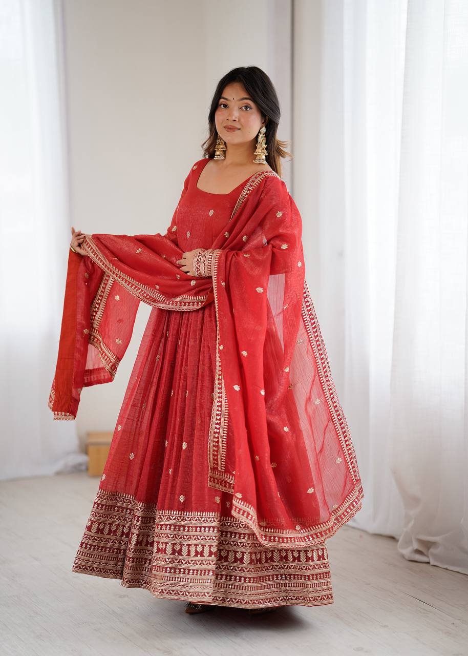 Premium Crunchy Silk Anarkali – Shine Like a Star This Season