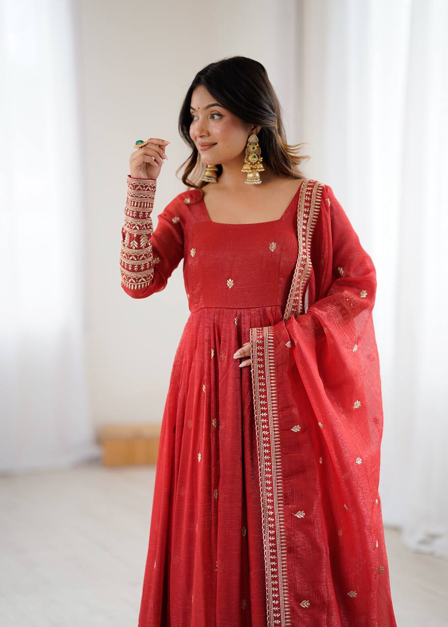 Premium Crunchy Silk Anarkali – Shine Like a Star This Season