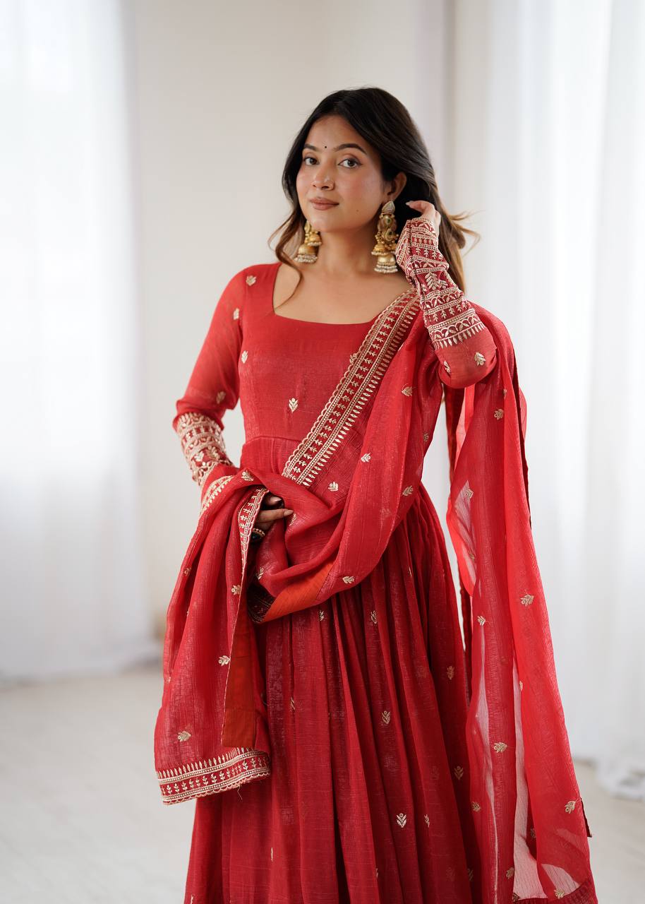 Premium Crunchy Silk Anarkali – Shine Like a Star This Season