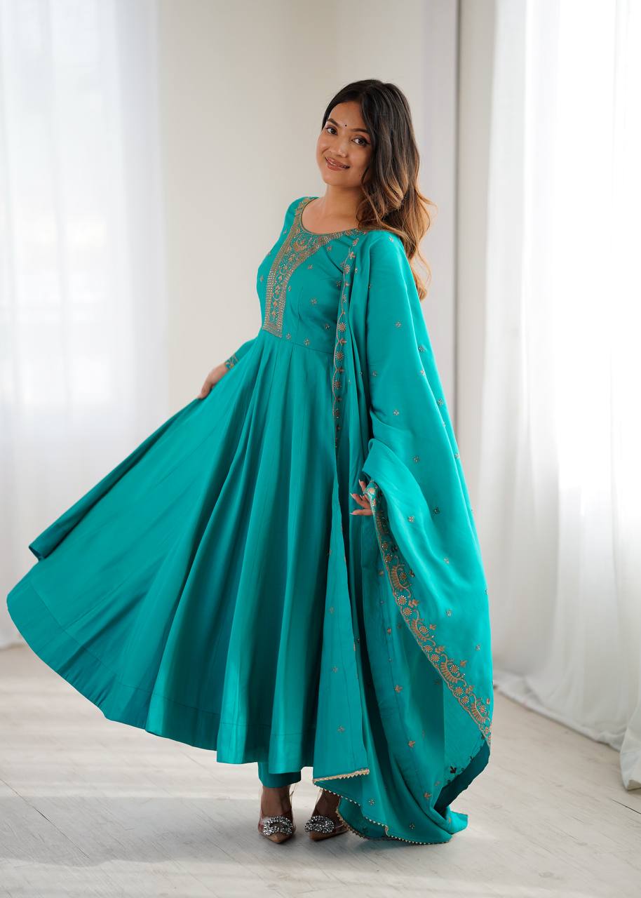 Premium Roman Shimmer Anarkali – Royal Look for Every Occasion