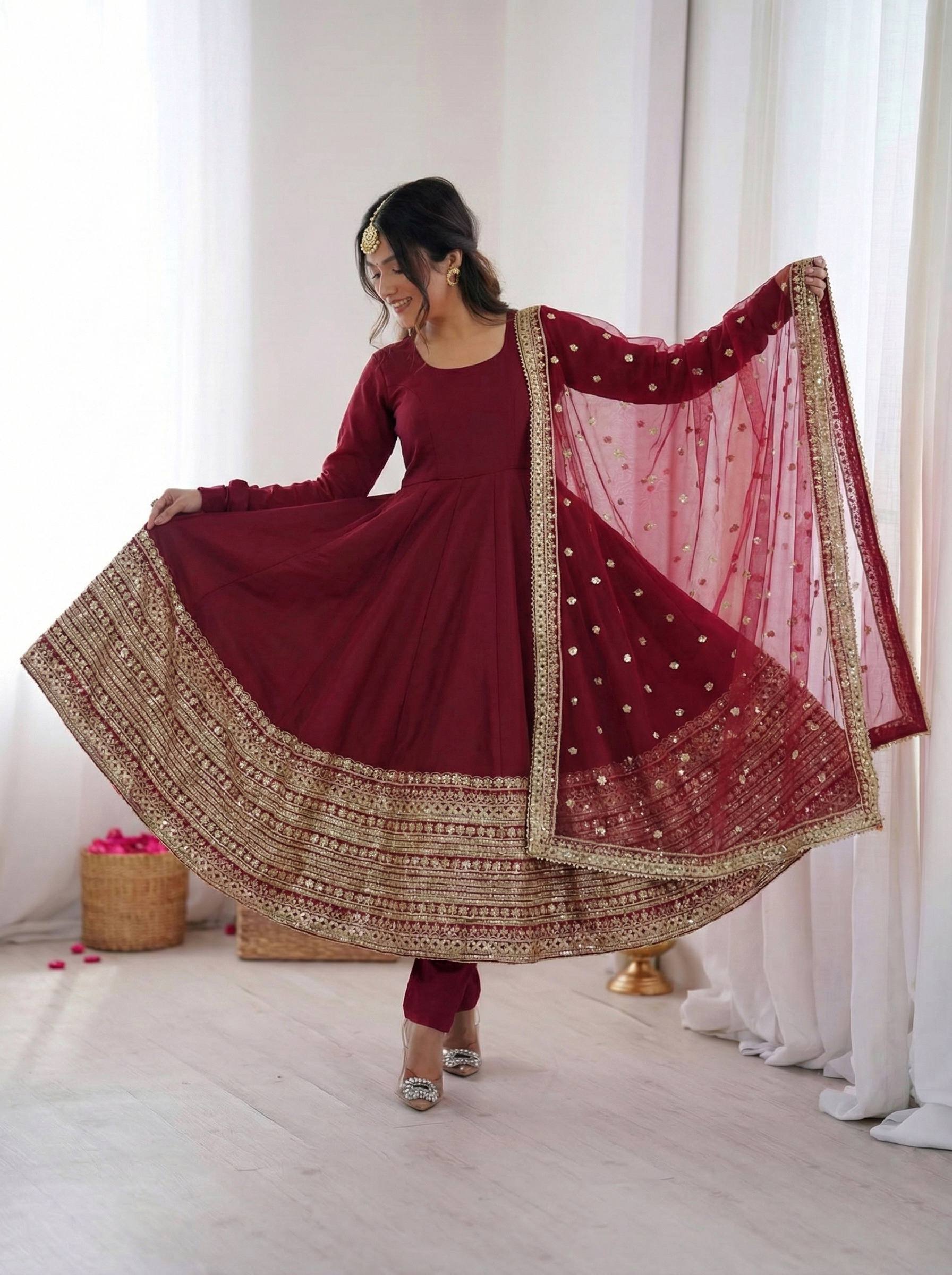 Premium Red Anarkali Suit Set