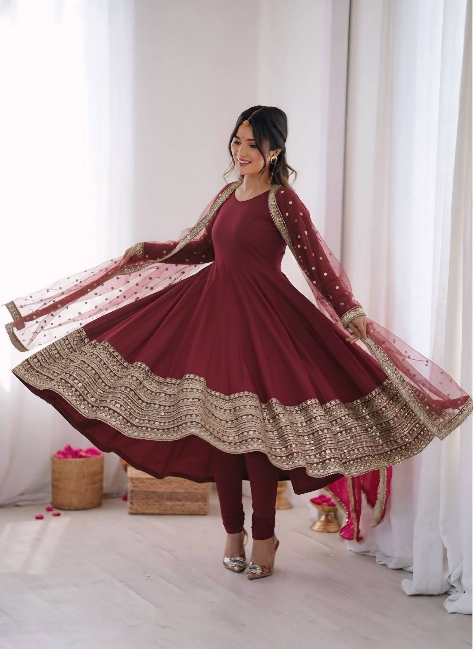 Premium Red Anarkali Suit Set