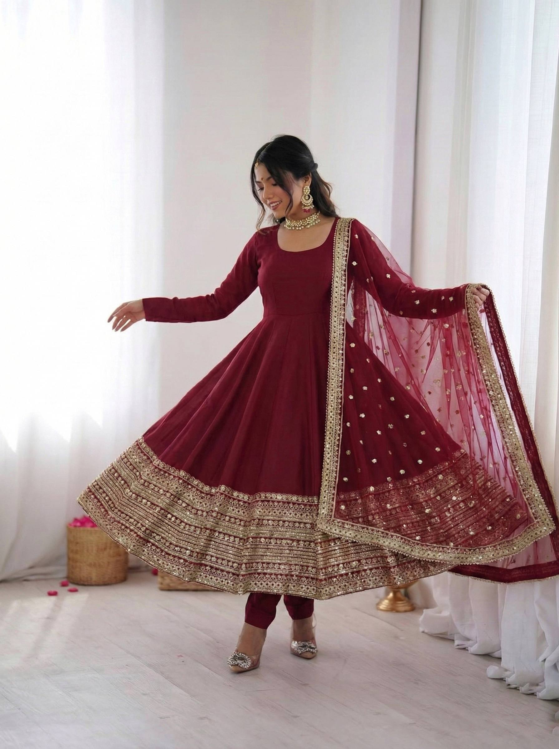 Premium Red Anarkali Suit Set