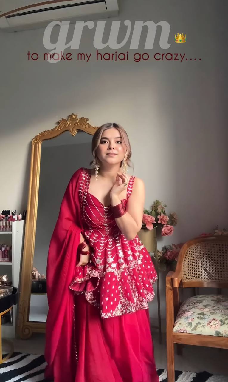 Faux Blooming Embroidered Kurta Sharara Set with Dupatta